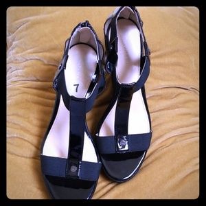 Calvin Klein patent leather Wedge Sandals!